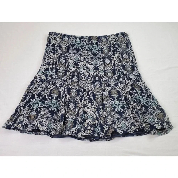 Pendleton Skirt Women 18 Blue Floral Lined A-Line Flowy Crinkle Silk Overlay - Picture 1 of 16